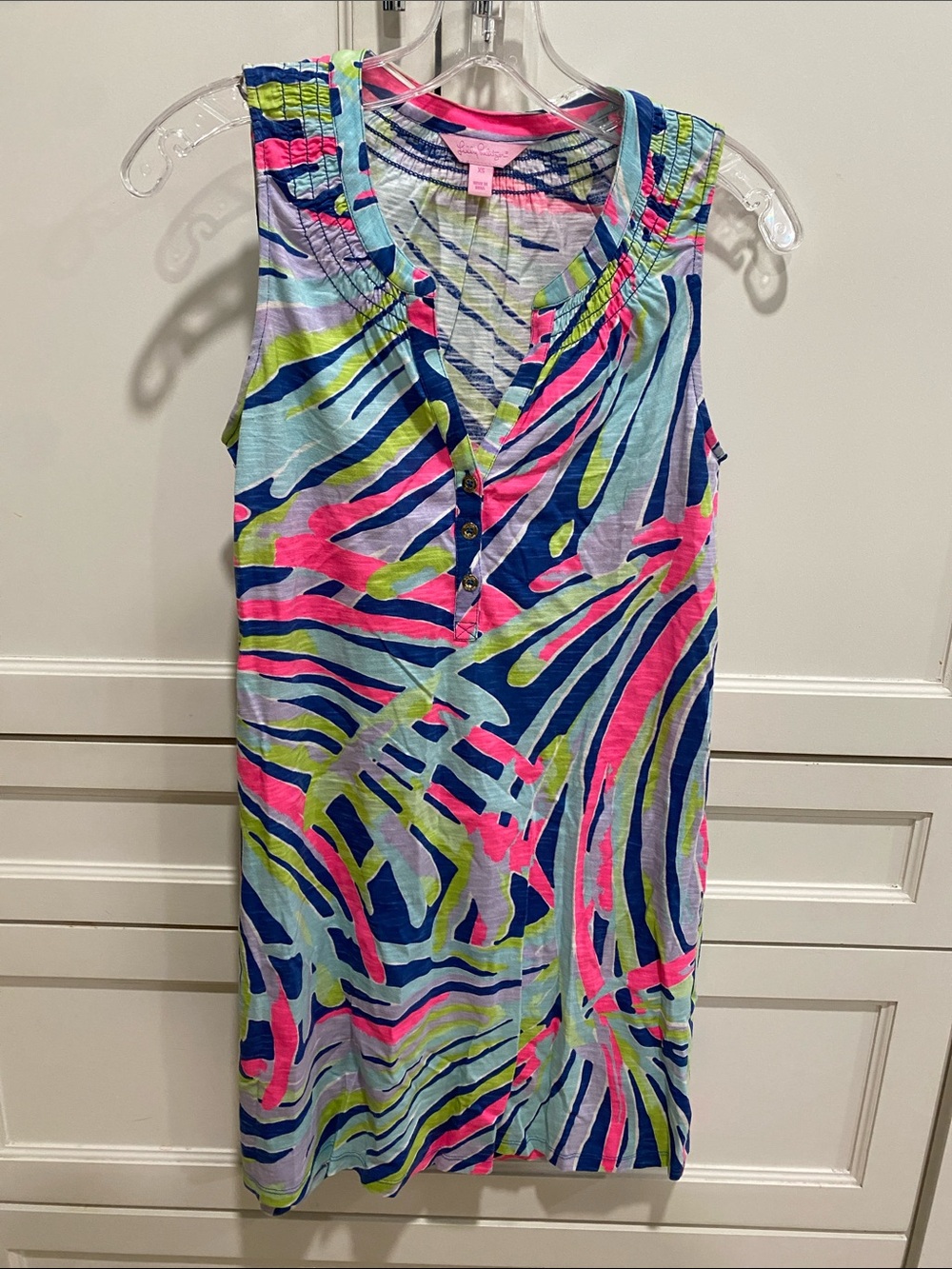Lilly Pulitzer Neon Multi-Print Sleeveless Mini Dress in Pink, Blue, Lime